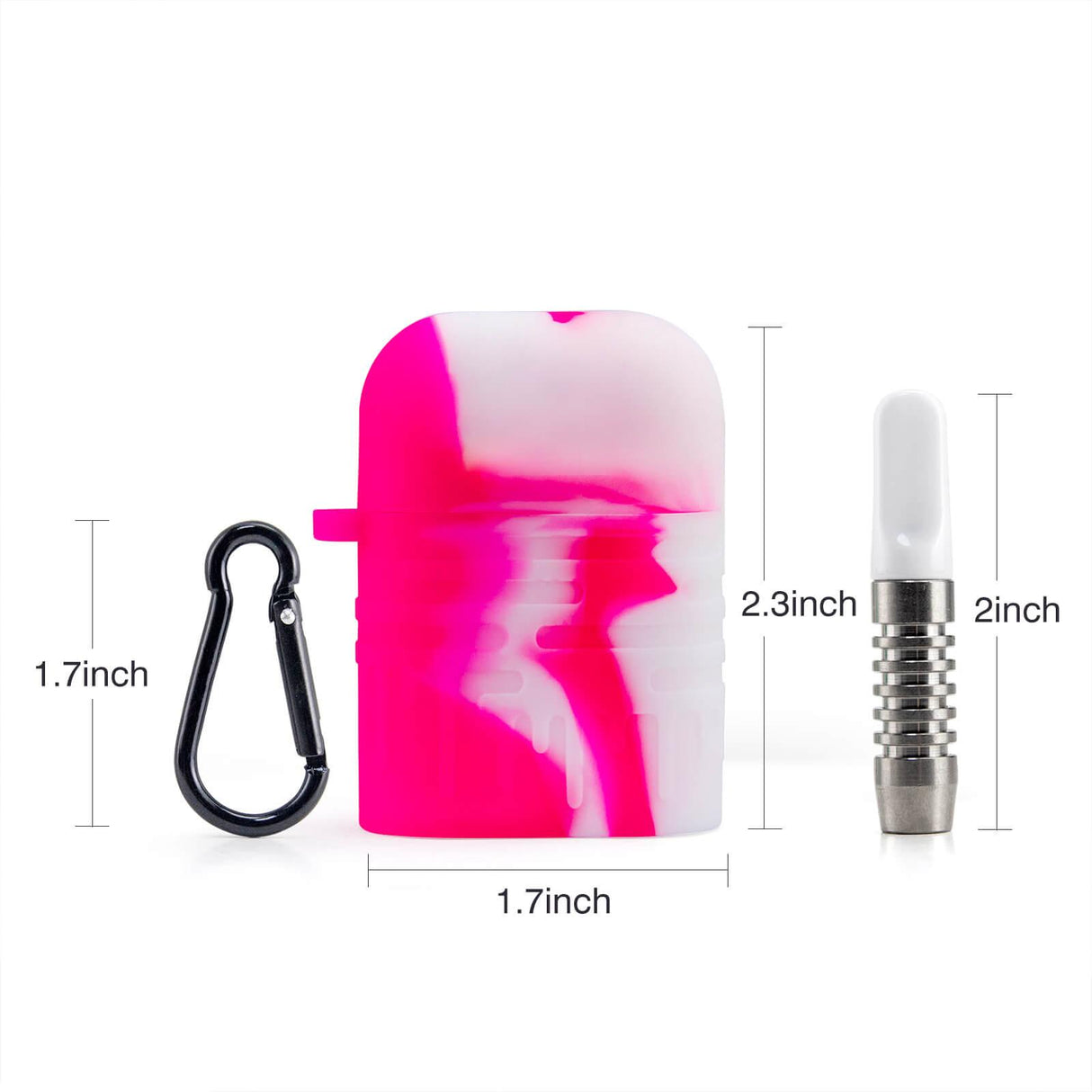 PILOT DIARY Silicone Dugout One Hitter Set in Pink with Keychain, Front View