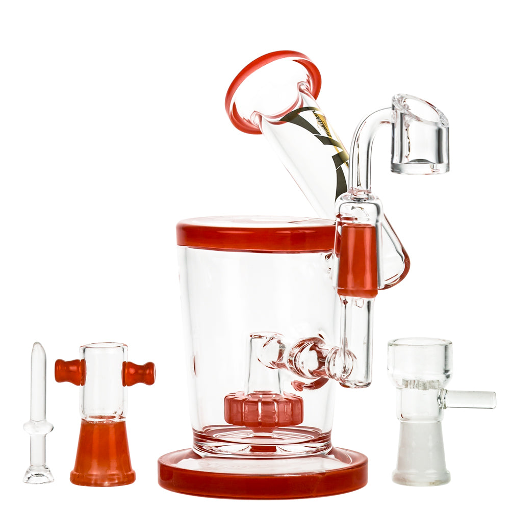 EVOLUTION Dust Devil 7" Dab Rig in Red with Quartz Banger and Borosilicate Glass
