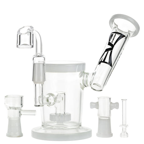 EVOLUTION Dust Devil 7" Dab Rig in White with Borosilicate Glass and Quartz, Front View