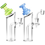 Jar Style Glass Rigs with Slit-Diffuser Percolator and Quartz Banger, 7.5" Height, Front View