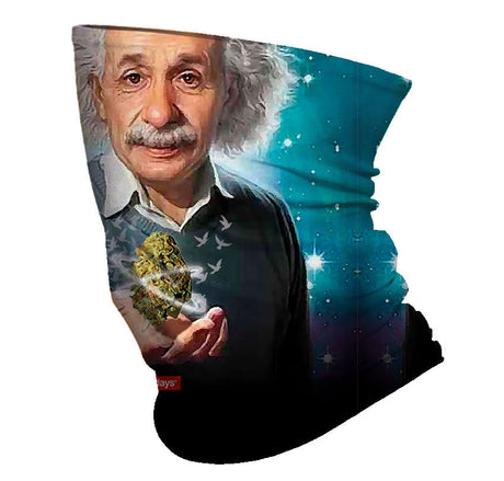 Einstein Neck Gaiter by StonerDays with cosmic design and vibrant print, front view on white background