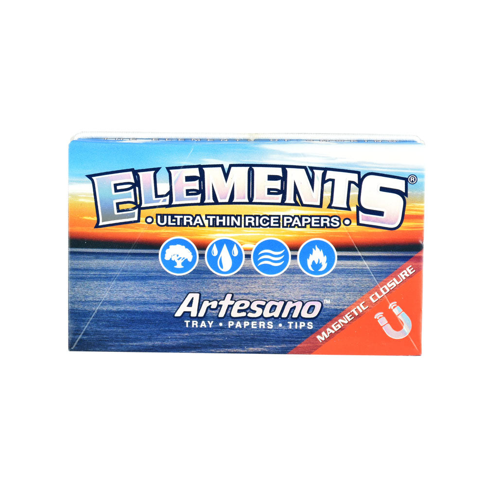 Elements 1-1/4 Artesano Rice Rolling Papers pack with magnetic closure front view