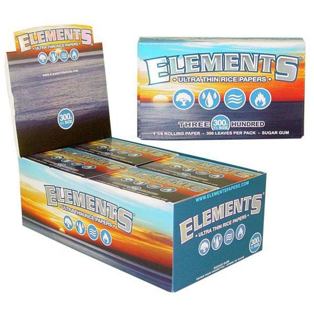 Elements Ultra Thin 1 1/4" Rice Rolling Papers 20 Pack displayed in open box