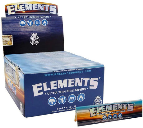Elements Ultra Thin Kingsize Slim Rice Rolling Papers 50 Pack Display Box
