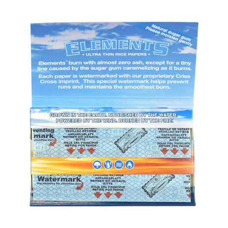 Elements Ultra Thin Kingsize Slim Rice Rolling Papers - 50 Pack Front View