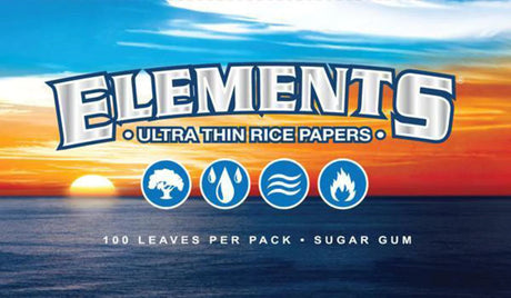 Elements Ultra Thin Rice Rolling Papers 25 Pack with sunset background
