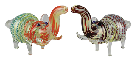 Colorful Elephant Glass Hand Pipes, 5.5" Borosilicate, Portable Design, Front View