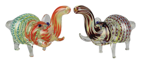 Colorful Elephant Glass Hand Pipes, 5.5" Borosilicate, Portable Design, Front View