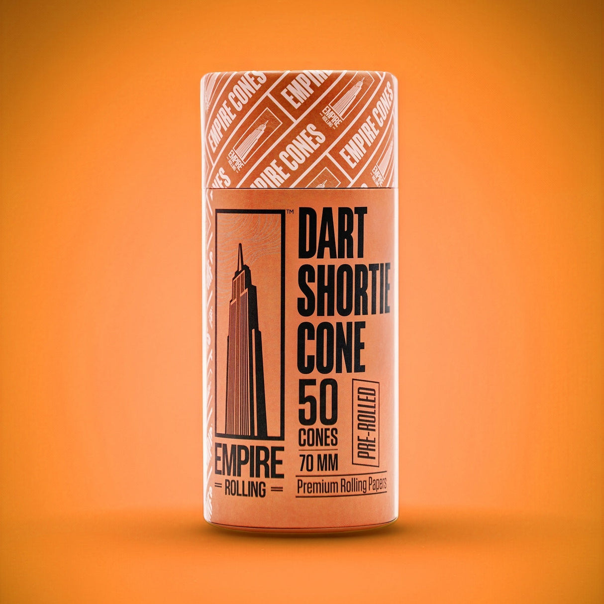 Empire Rolling Papers Ultra Smooth Dart Cones 50 Count pack front view on orange background