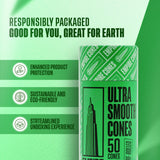 Empire Rolling Papers Ultra Smooth Green Cones 50 Pack, Front View on Eco-Friendly Background