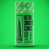 Empire Rolling Papers - Ultra Smooth Green Cones 50 Pack Front View on Green Background