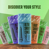 Empire Rolling Papers Ultra Smooth Hemp Cones in various colors displayed in front view