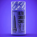 Empire Rolling Papers Ultra Smooth Purple Cones 50 Pack Front View on Purple Background