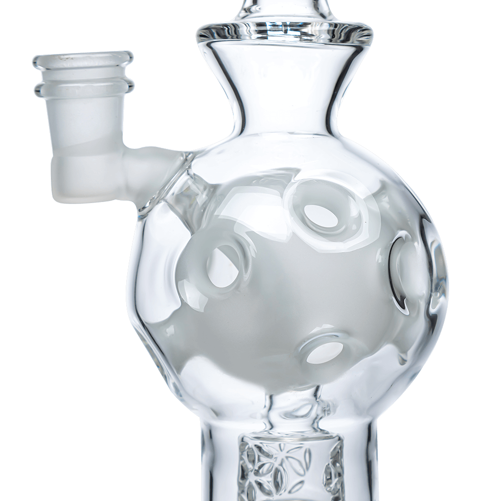 CALIBEAR EXOSPHERE Dab Rig in Clear Glass with Frosted Detail and 14.5mm Joint - Front View