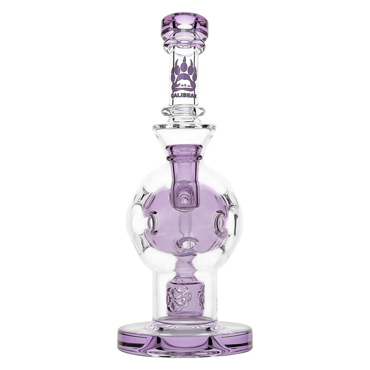 Calibear EXOSPHERE Dab Rig in Purple with Seed of Life Perc, Beaker Design, and 14mm Joint