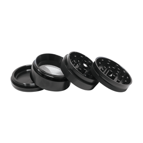 RAW x Hammercraft 2.2" Black Herb Grinder with Pollen Catcher, Dismantled View