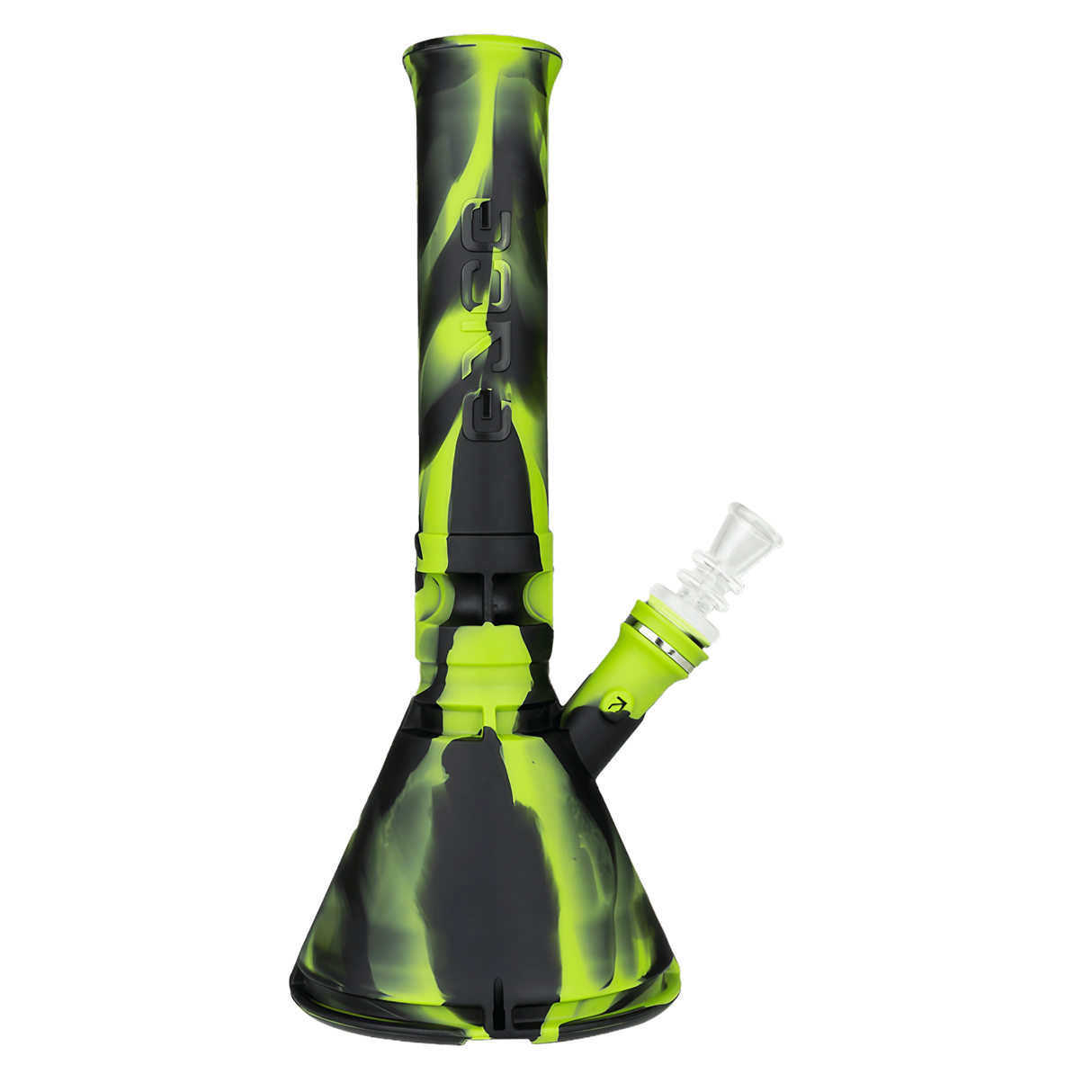 Eyce Beaker in Camo Green - Durable Silicone Bong with Glass Bowl - Front View