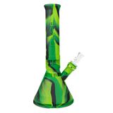 Eyce Beaker Bong in green silicone with large bowl, front view on a white background