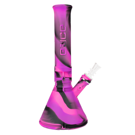 Eyce Beaker in vibrant pink silicone with removable glass bowl, front view on white background
