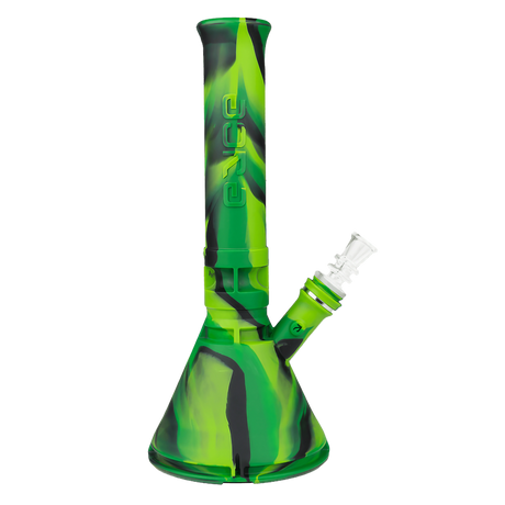 EYCE Beaker in Jungle variant, durable silicone bong with slitted percolator, 14mm joint, front view