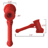 EYCE Silicone Hammer Bubbler in Red, Durable and Portable Design, Top and Side View with Dimensions