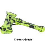 EYCE Hammer Bubbler in Chronic Green, Durable Silicone, Side View on White Background