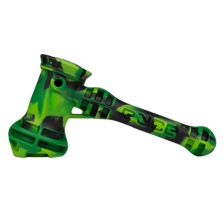 Eyce Hammer Silicone Bubbler in Green and Black - Portable Design for Dry Herbs