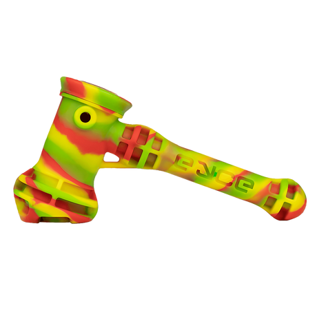 Eyce Hammer silicone bubbler in vibrant colors, compact and portable design, with steel bowl - angled view