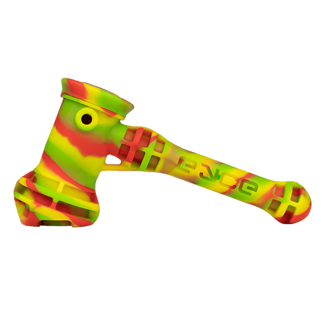Eyce Hammer Silicone Bubbler in Rasta Colors - Durable, Portable Design with Steel Bowl