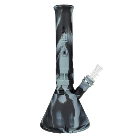Eyce Mini Beaker in Shiny Black, portable silicone bong with 45-degree slit-diffuser down stem, front view.