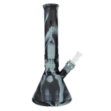 Eyce Mini Beaker in Shiny Black, portable silicone bong with 45-degree slit-diffuser down stem, front view.