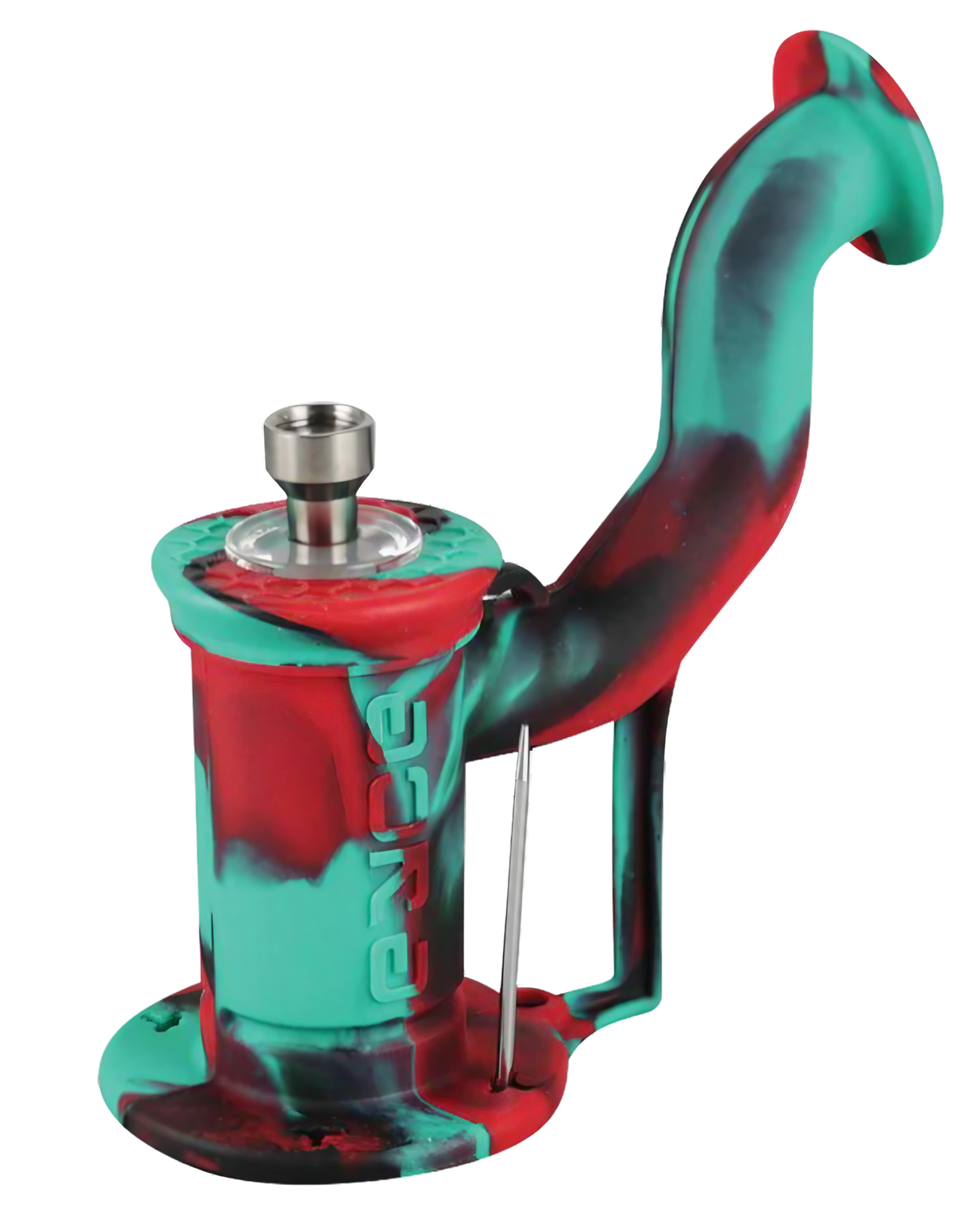 Eyce Oil Rig 2.0 silicone dab rig in assorted colors with steel nail, side view