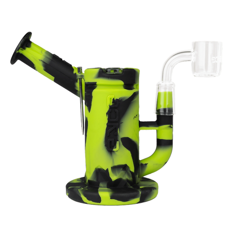 Eyce Sidecar Dab Rig in Creature Green with Honeycomb Percolator and Quartz Banger - Side View