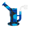 Eyce Sidecar Dab Rig in Winter design with blue silicone body, honeycomb percolator, and quartz banger