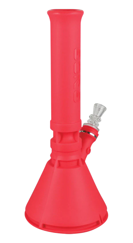 EYCE Silicone Beaker Bong in vibrant red, durable design, ideal for dry herbs, side view