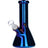 Famous 8" Fumed Glass Beaker Water Pipe in Sapphire, Front View, for Dry Herbs