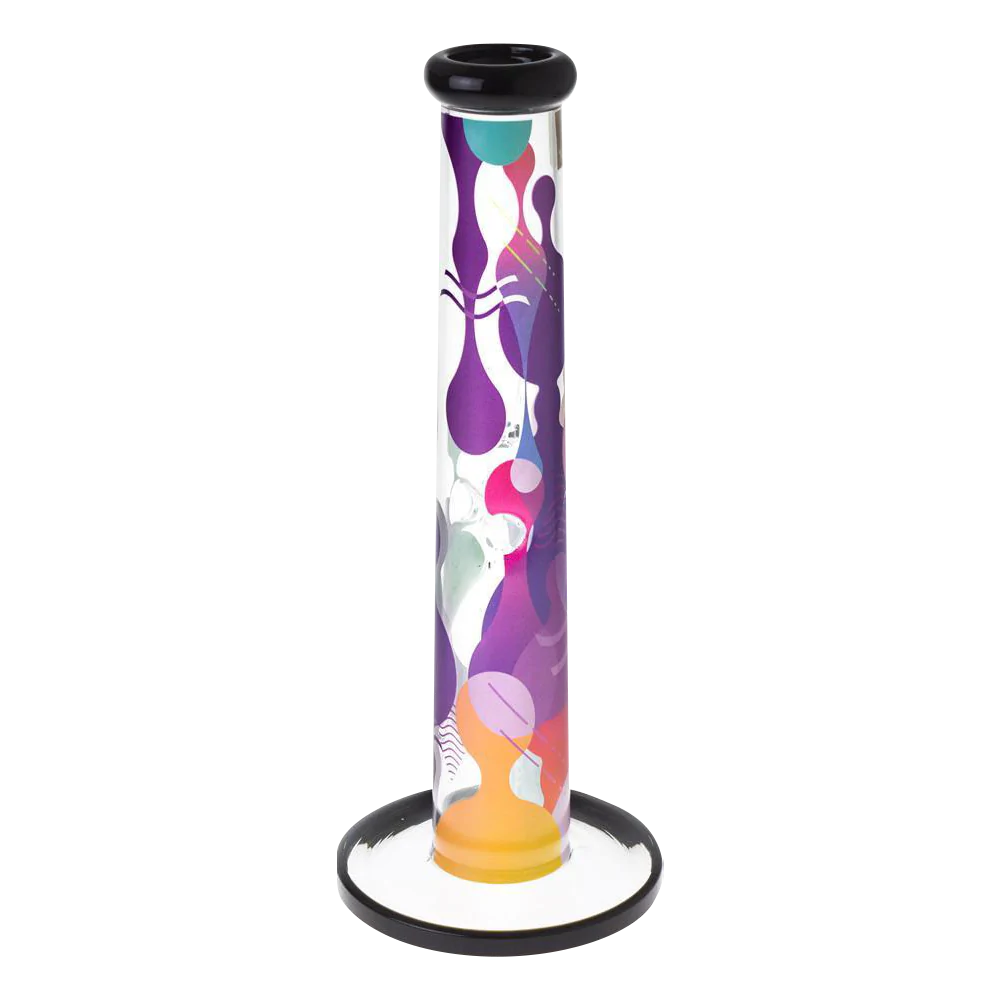 Famous Brandz "Panorama" 12" Straight Tube Bong Front View with Colorful Design