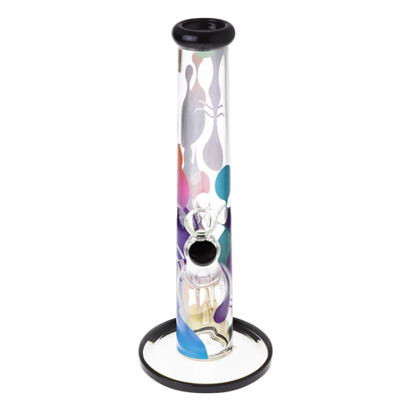Famous Brandz "Panorama" 12" Straight Tube Bong with Colorful Design, Front View