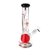 Famous Design 12" Beaker Water Pipe with abstract art, 14mm Female Joint, Borosilicate Glass, front view