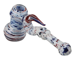 Fancy Hammer Glass Bubble Bubbler, Portable 8" Size, Borosilicate Glass, Side View