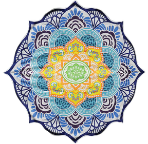 Colorful Flower Mandala Tapestry in Cotton from India, Medium Size - Top View