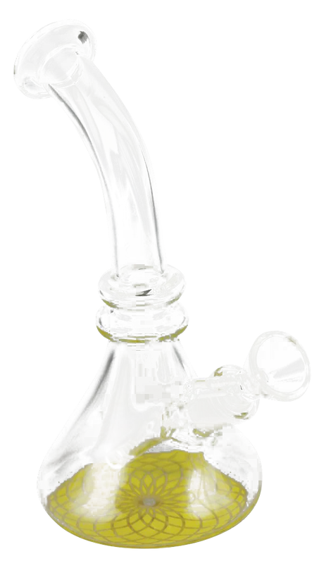 7" Flower of Life Mini Beaker Water Bong with Slit-Diffuser Percolator for Dry Herbs, Side View