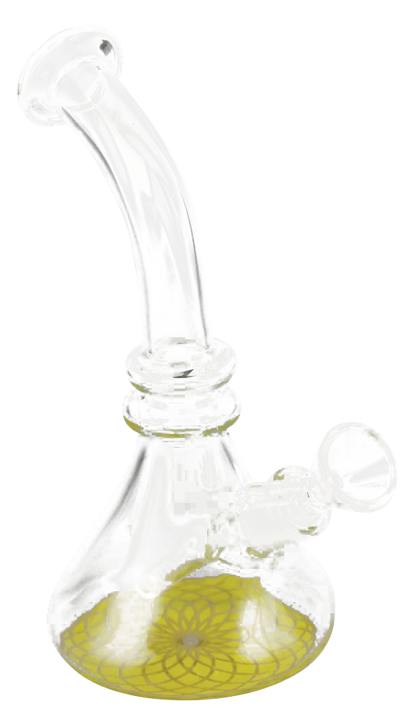 7" Flower of Life Mini Beaker Water Bong with Slit-Diffuser Percolator for Dry Herbs, Side View