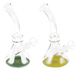 Flower of Life Mini Beaker Water Bong, 7" Borosilicate Glass, Slit-Diffuser Percolator, Side View