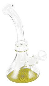 7" Flower of Life Mini Beaker Water Bong, Borosilicate Glass, Slit-Diffuser Percolator, Side View