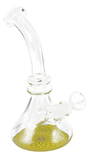 7" Flower of Life Mini Beaker Water Bong, Borosilicate Glass, Slit-Diffuser Percolator, Side View