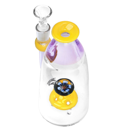 Flower Plume Bottle Water Pipe, 6.5 inch, 14mm Female, Borosilicate Glass, Top View