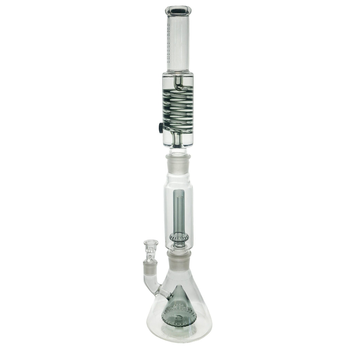 Freeze Pipe Bong Dual with glycerin coil and percolator, front view on seamless white background