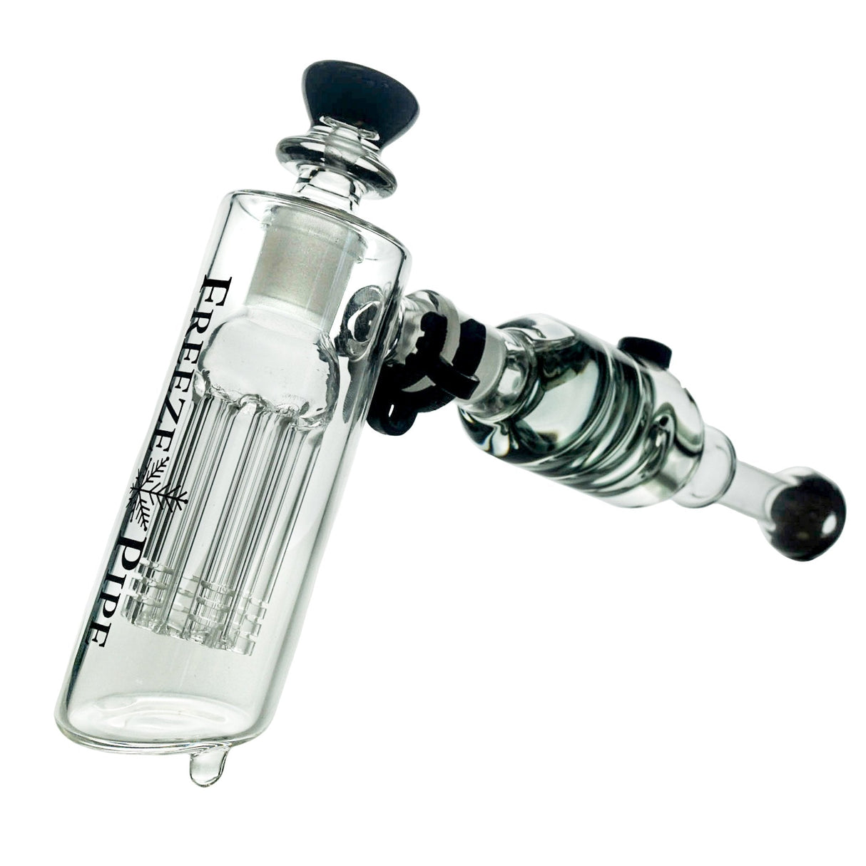 Freeze Pipe Bubbler with Tree Percolator and 18-19mm Joint Size - Angled Side View