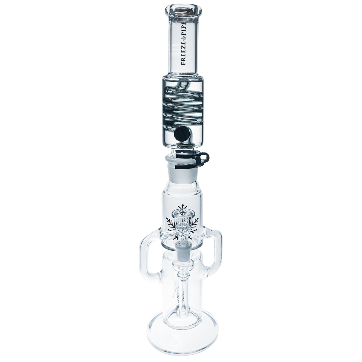 Freeze Pipe Recycler Dab Rig with 14mm Joint, Clear Glass Design, Front View on White Background